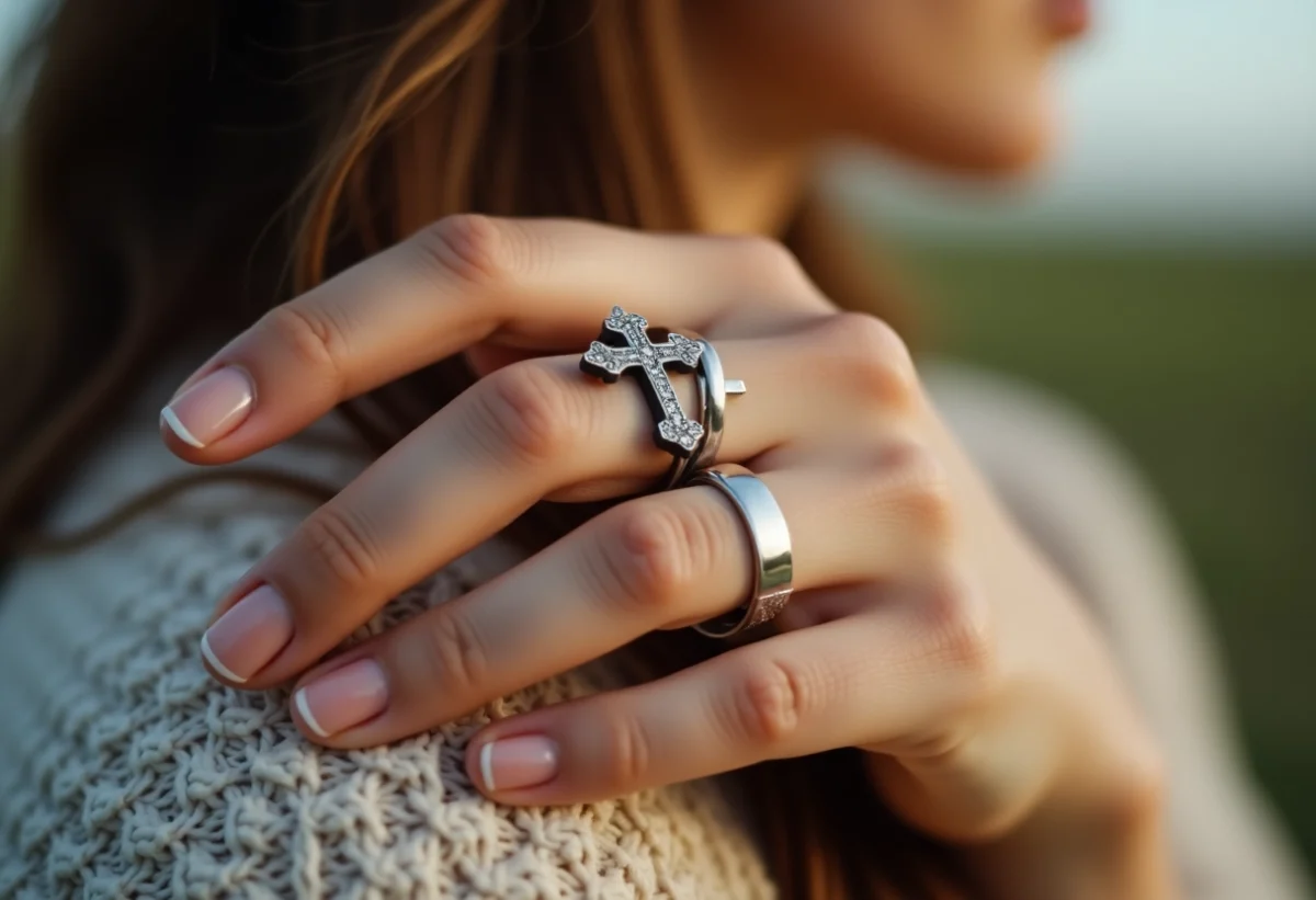 bague croix femme