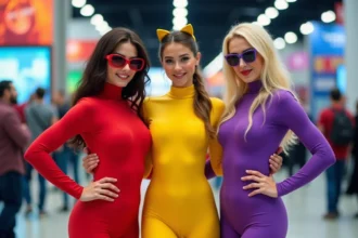 Trio de cosplayeuses déguisées en Sam, Clover et Alex de Totally Spies lors d'une convention pop culture