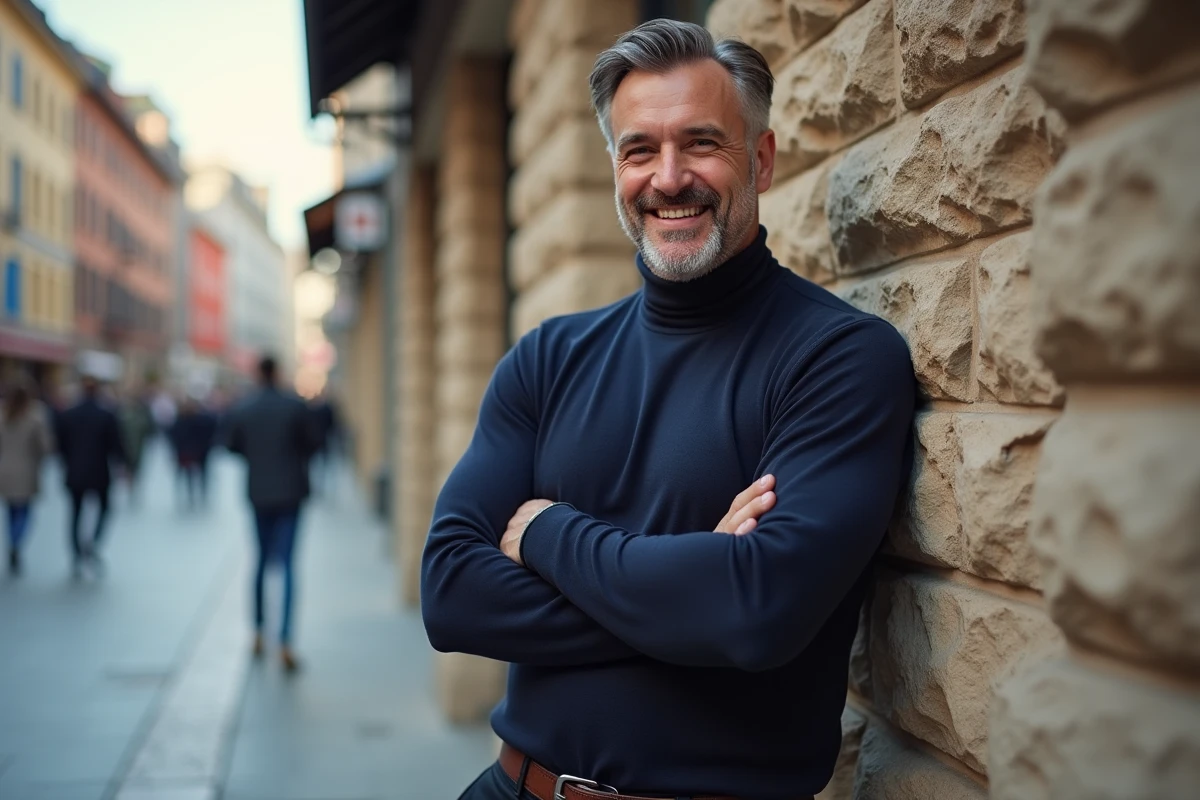 Homme confiant avec coupe espagnole en ville