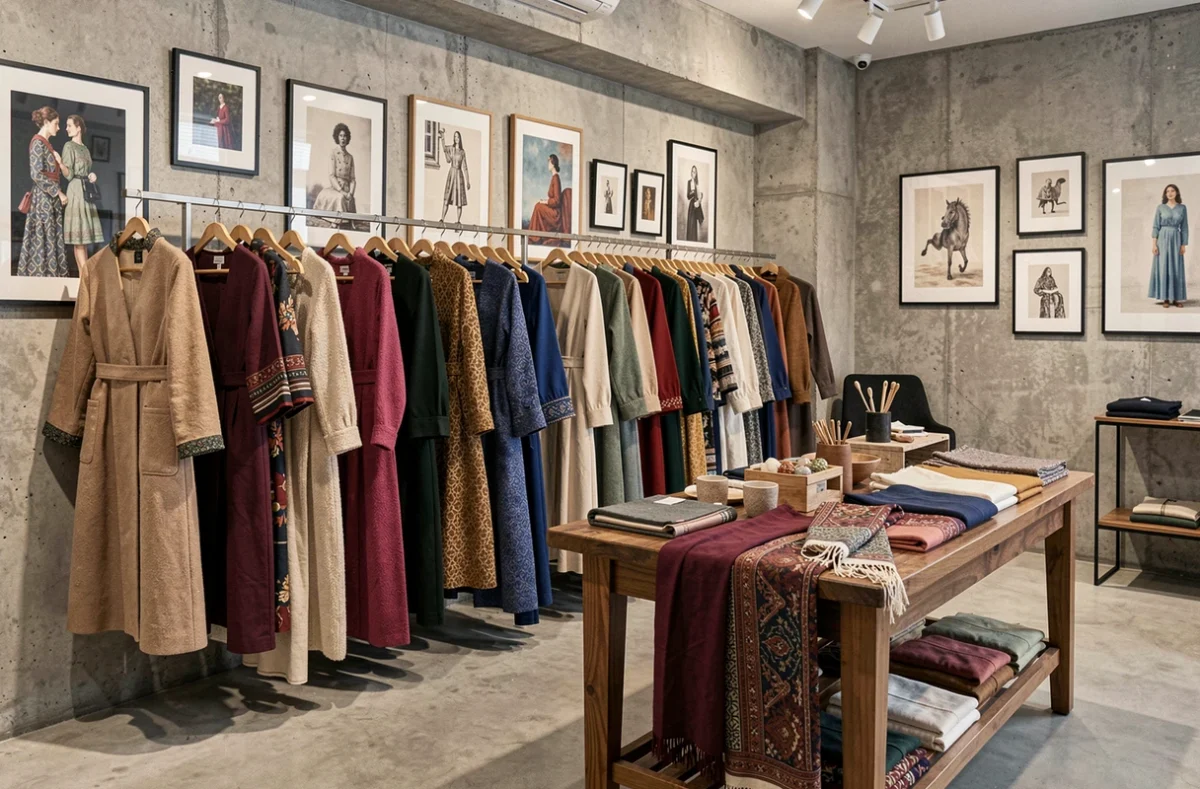 Vêtements de créateurs soigneusement exposés dans la boutique Illiwo à Arras
