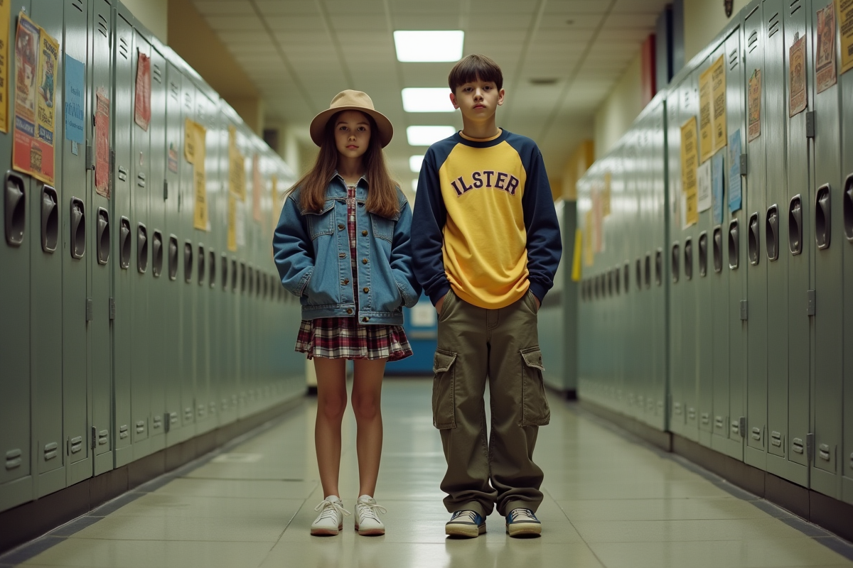 Adolescents devant un casier d